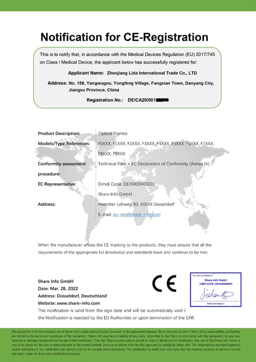 optical frames ce